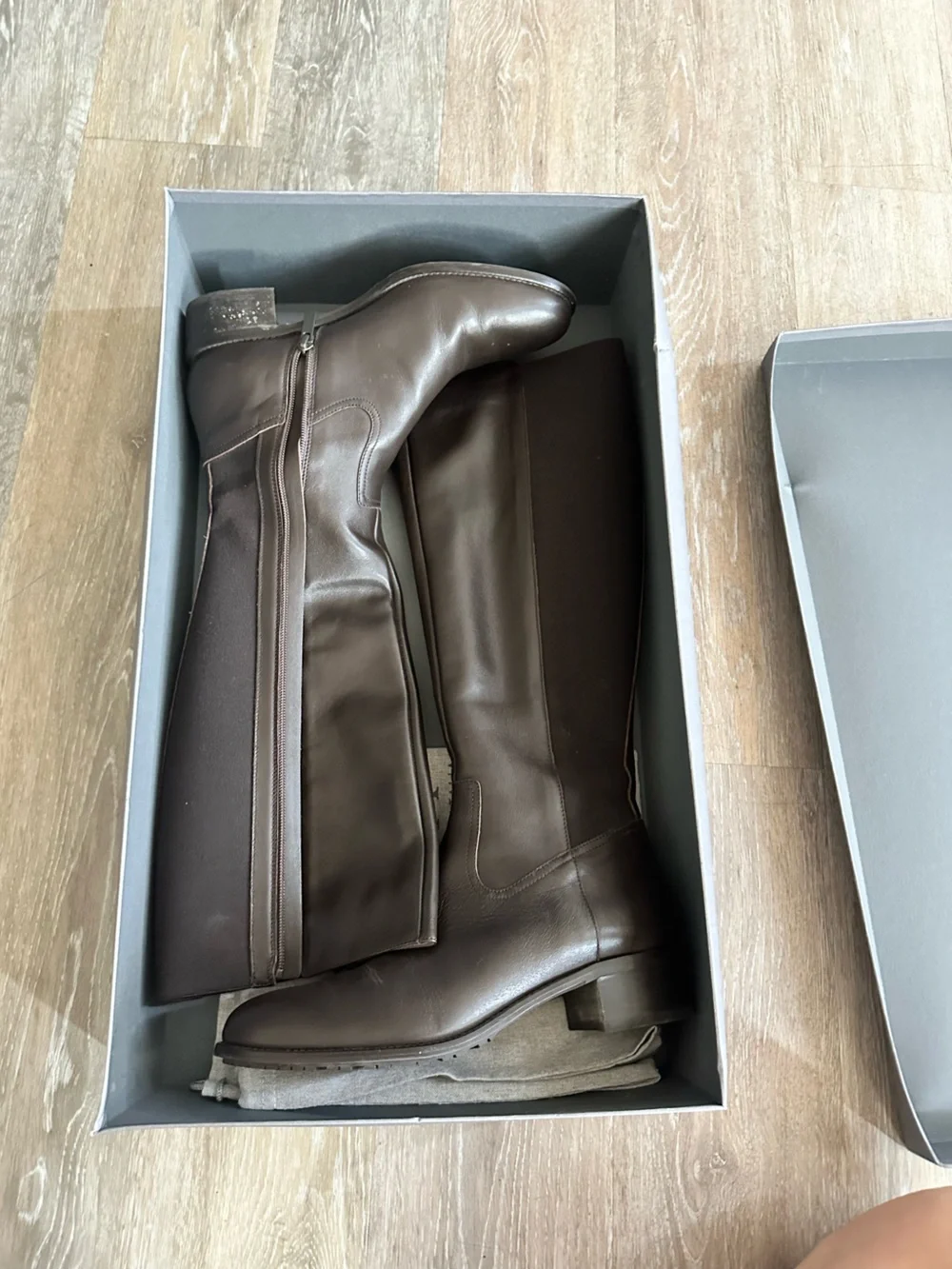 Brown Leather Knee-High Riding Boots